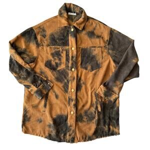 12th Tribe Mens Streeetwear Longsleeve Tie Dye Corduroy Shirts Button Front Sz M